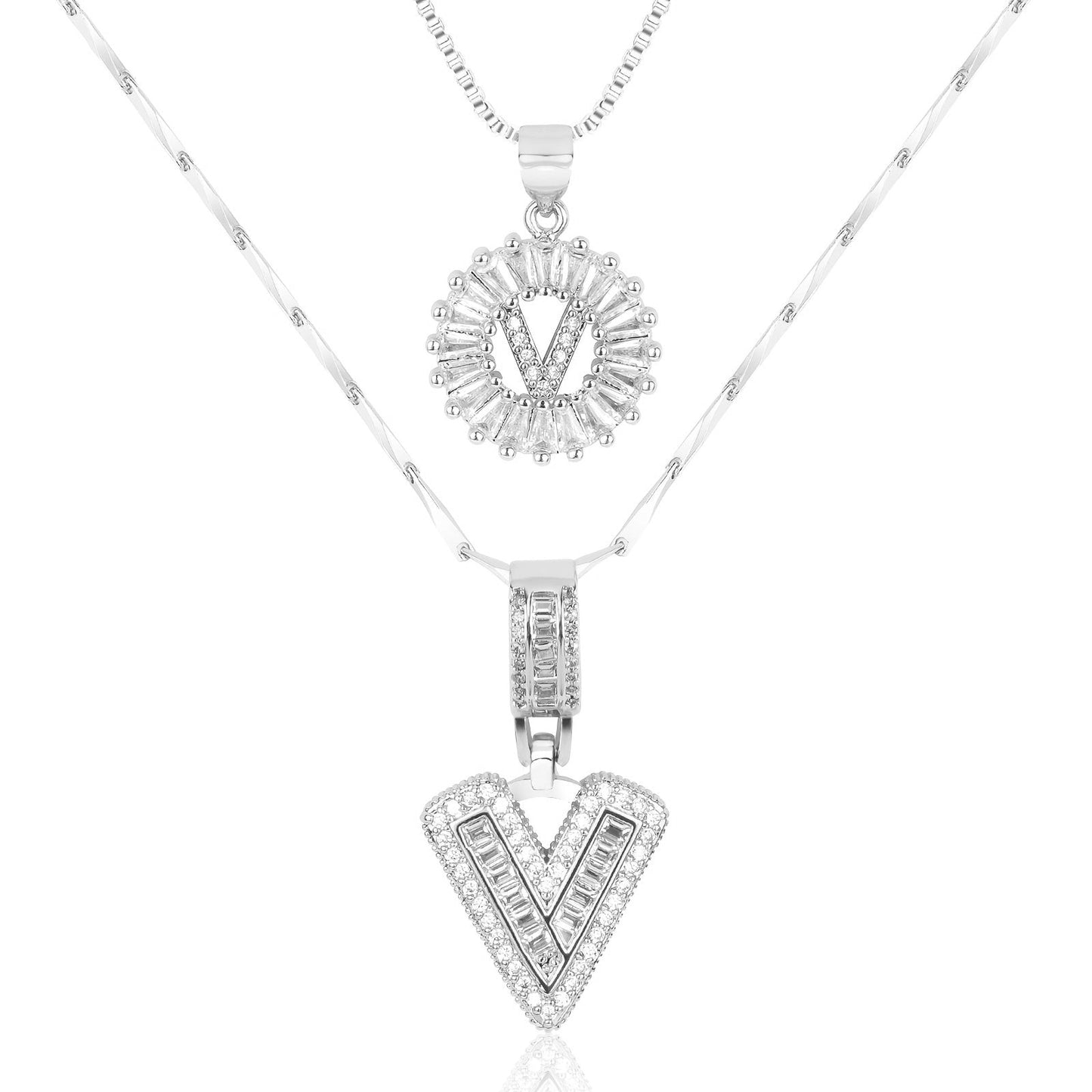 14k Diamond Initial Necklace Set - The Signature Duo