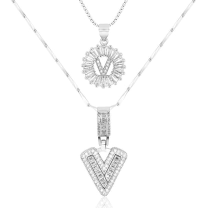 Keep & Share: 2pc 14k Diamond Letter Initial Necklaces