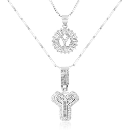 14k Diamond Initial Necklace Set - The Signature Duo