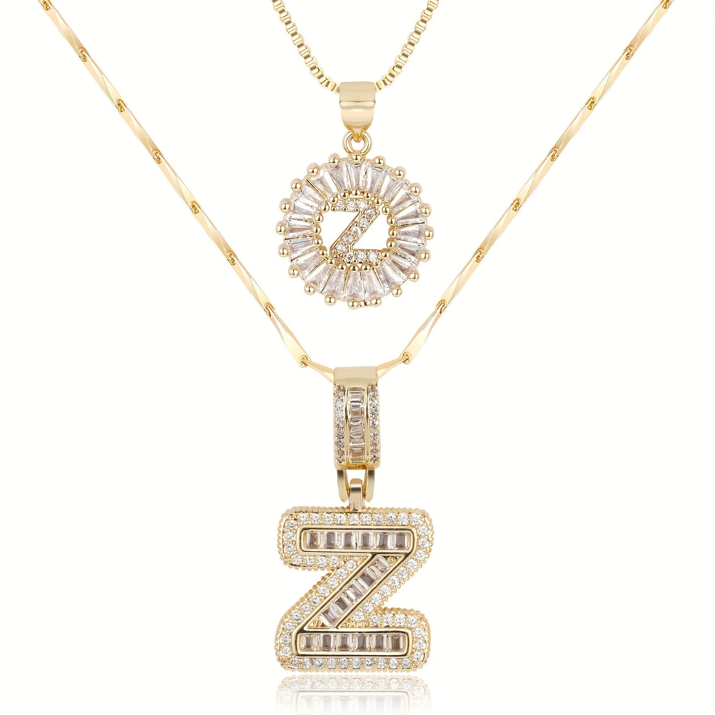 Keep & Share: 2pc 14k Diamond Letter Initial Necklaces