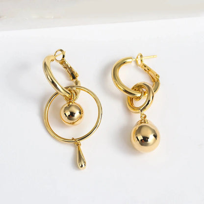 Asymmetric Geometric Ball Drop Earrings