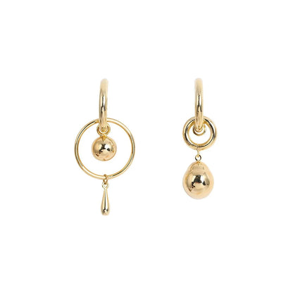 Asymmetric Geometric Ball Drop Earrings