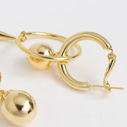 Asymmetric Geometric Ball Drop Earrings