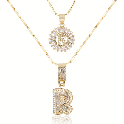 14k Diamond Initial Necklace Set - The Signature Duo