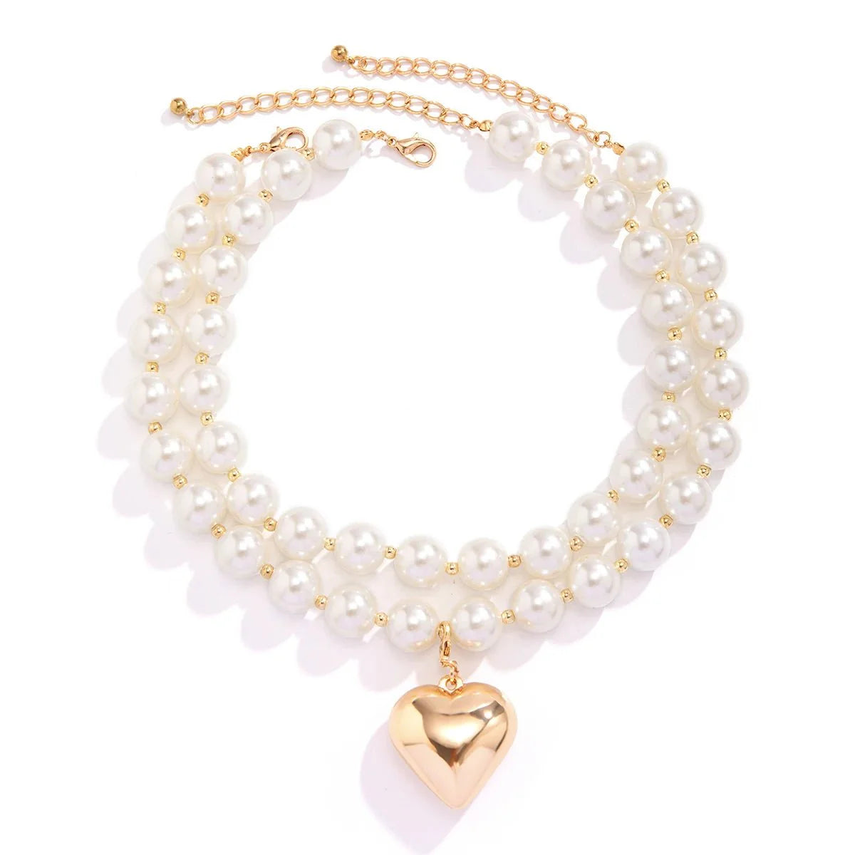 Bold Statement Pearl Layered Heart Necklace