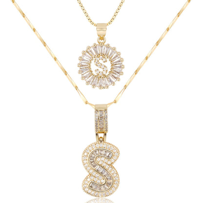 14k Diamond Initial Necklace Set - The Signature Duo