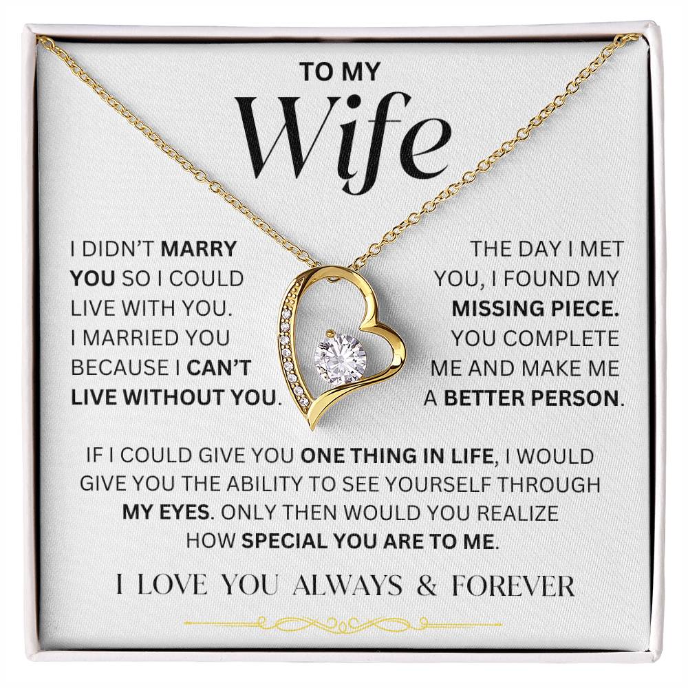 Wife - I Can't Live Without You - Forever Love Necklace