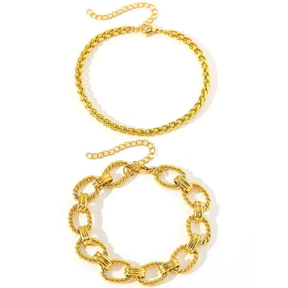 Chunky Paperclip & Weave Chain Bracelet Set