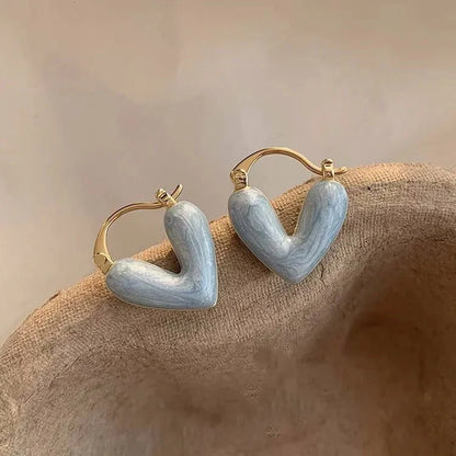 Classy Enamel Heart Earrings