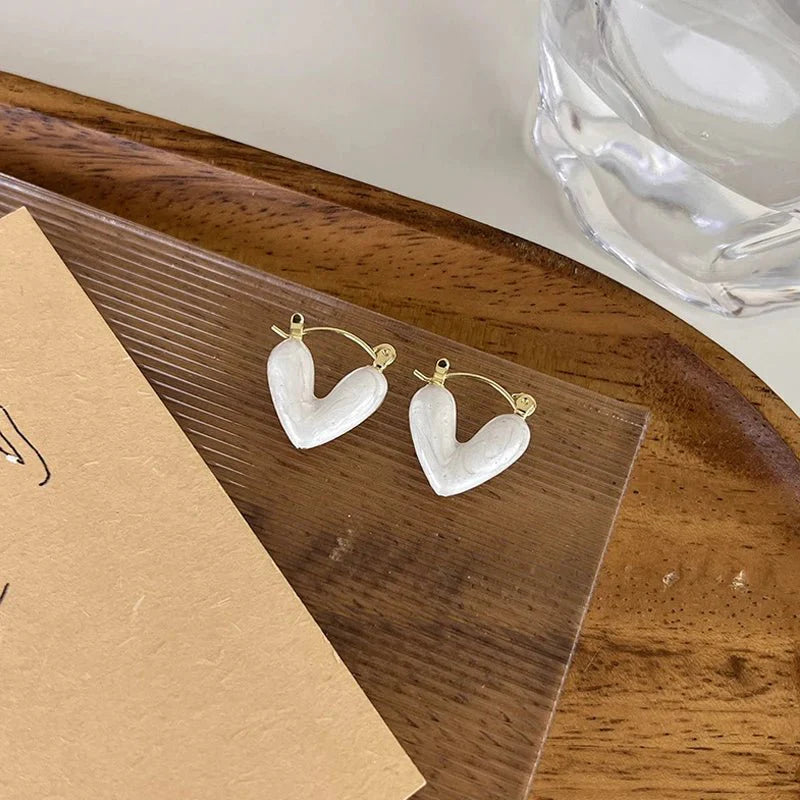 Classy Enamel Heart Earrings