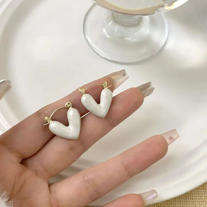 Classy Enamel Heart Earrings
