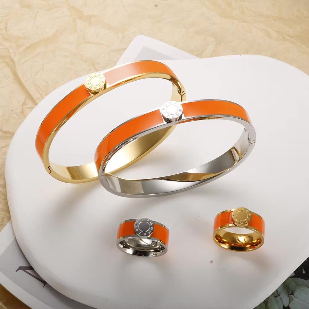 Classy Roman Numeral Bangle Bracelet and Rings