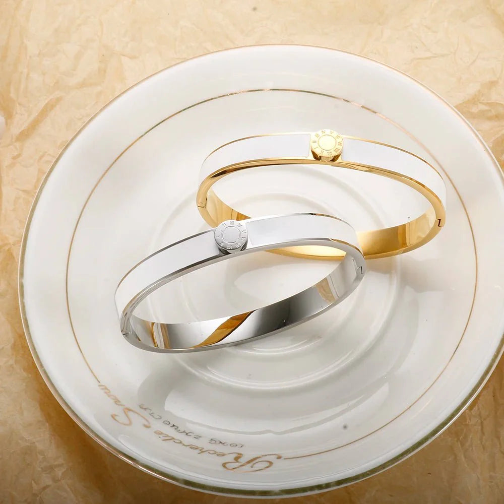 Classy Roman Numeral Bangle Bracelet and Rings