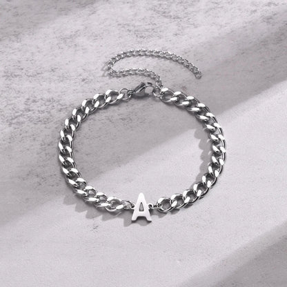 Couples Letter Initial Cuban Bracelet