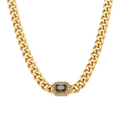 Cuban Chain Square Cut Diamond Choker and Bracelet