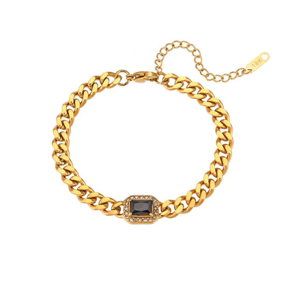 Cuban Chain Square Cut Diamond Choker and Bracelet