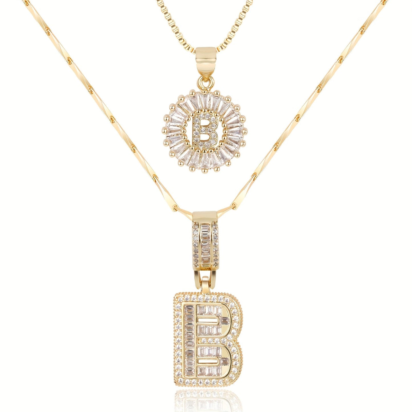 Keep & Share: 2pc 14k Diamond Letter Initial Necklaces