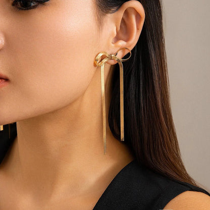 Dainty Bow Tassel Earrings