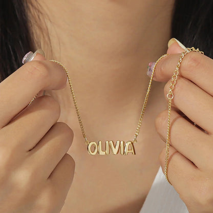 Dainty Bubble Letter Name Necklace