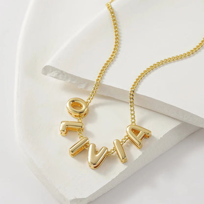 Dainty Bubble Letter Name Necklace