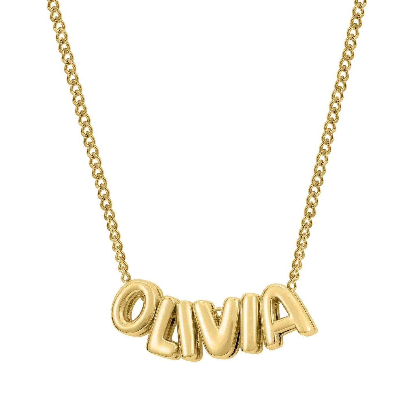 Dainty Bubble Letter Name Necklace