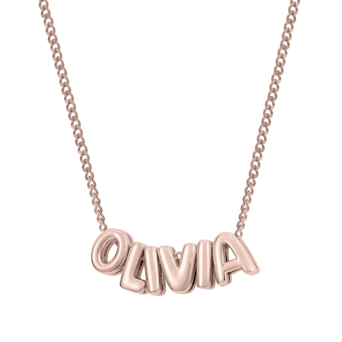 Dainty Bubble Letter Name Necklace