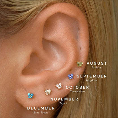 Dainty Butterfly Birthstone Stud Earring