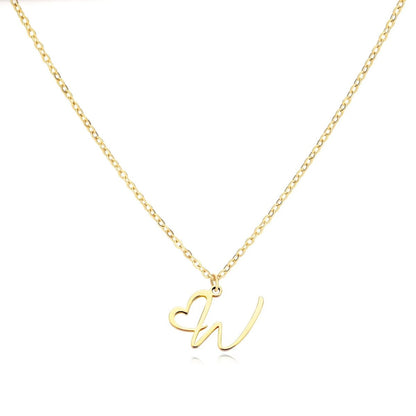 Dainty Heart Letter Initial Necklace