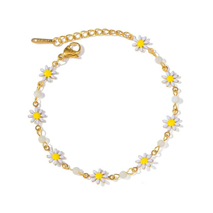 Dainty Daisy Floral Bracelet Necklace and Earrings Set