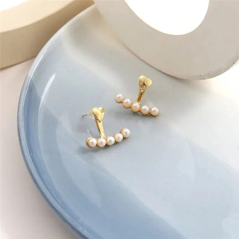 Dainty Heart Pearls Earrings