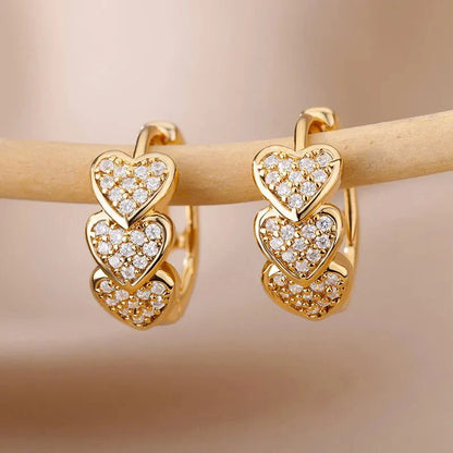 Dainty Hoop Heart Earrings