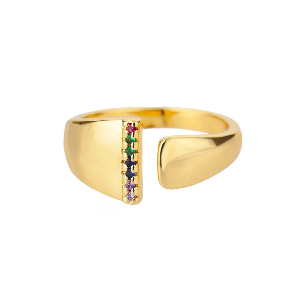 Dazzling Rainbow Custom Letter Initial Rings