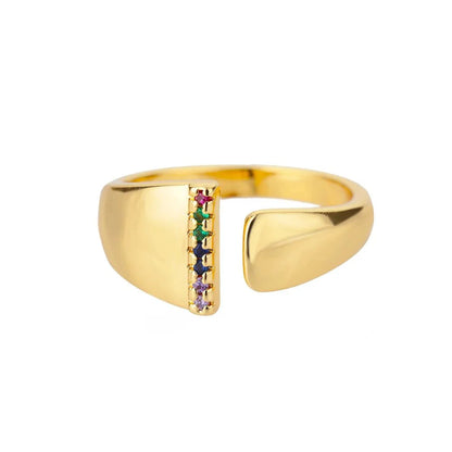 Dazzling Rainbow Custom Letter Initial Rings