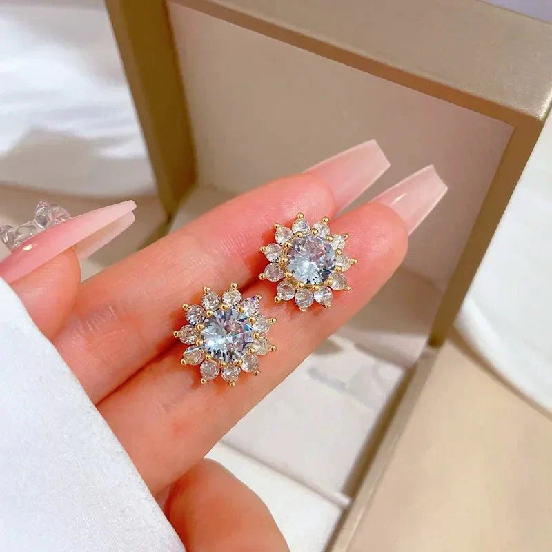 Dazzling Sunflower Floral Necklace and Earrings