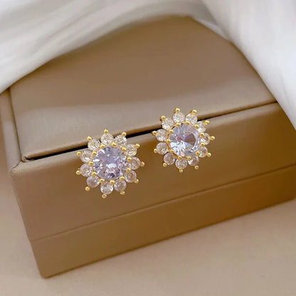 Dazzling Sunflower Floral Necklace and Earrings