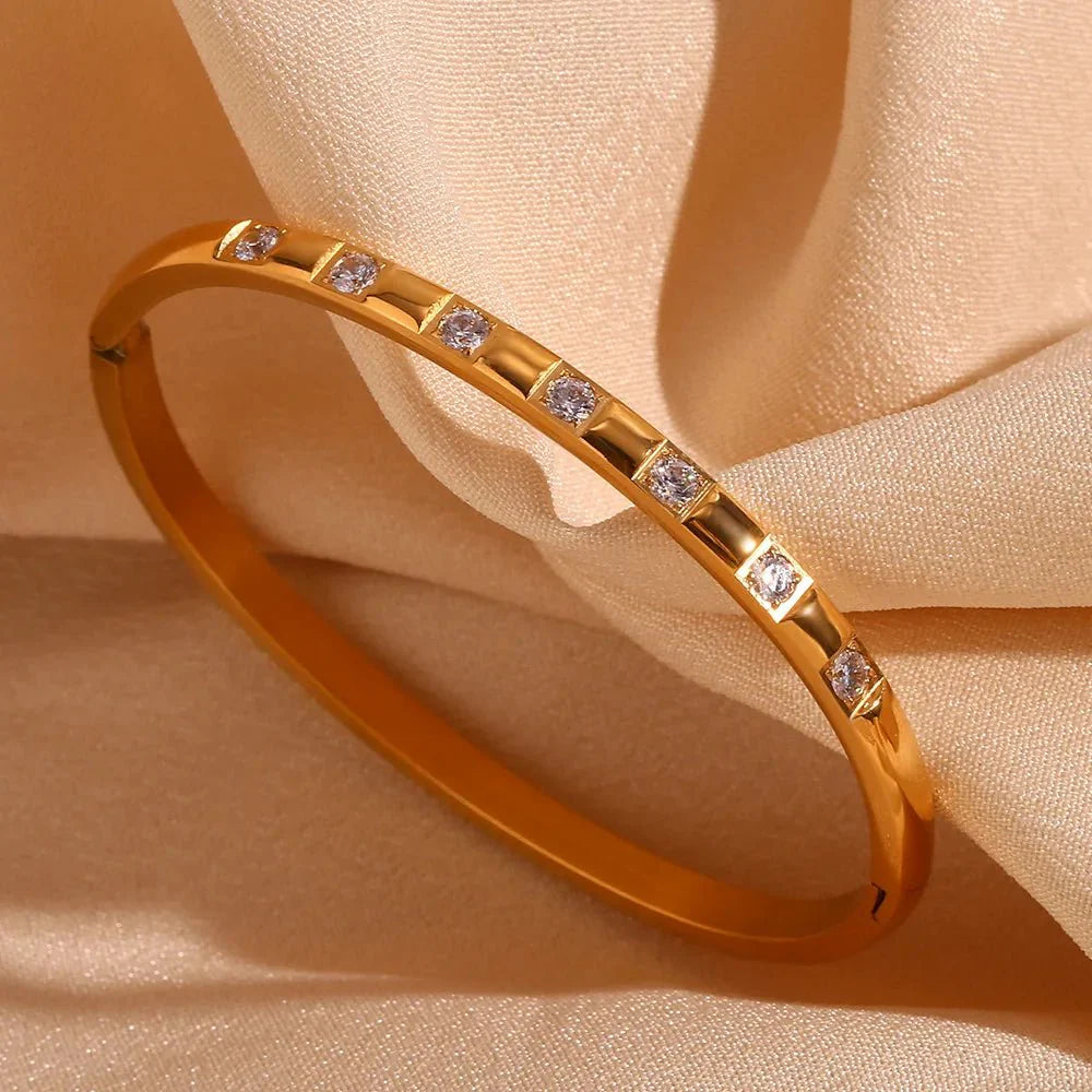 Diamond Accented Gold Cuff Bracelet