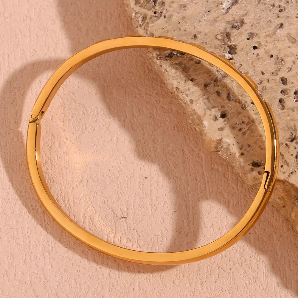 Diamond Accented Gold Cuff Bracelet
