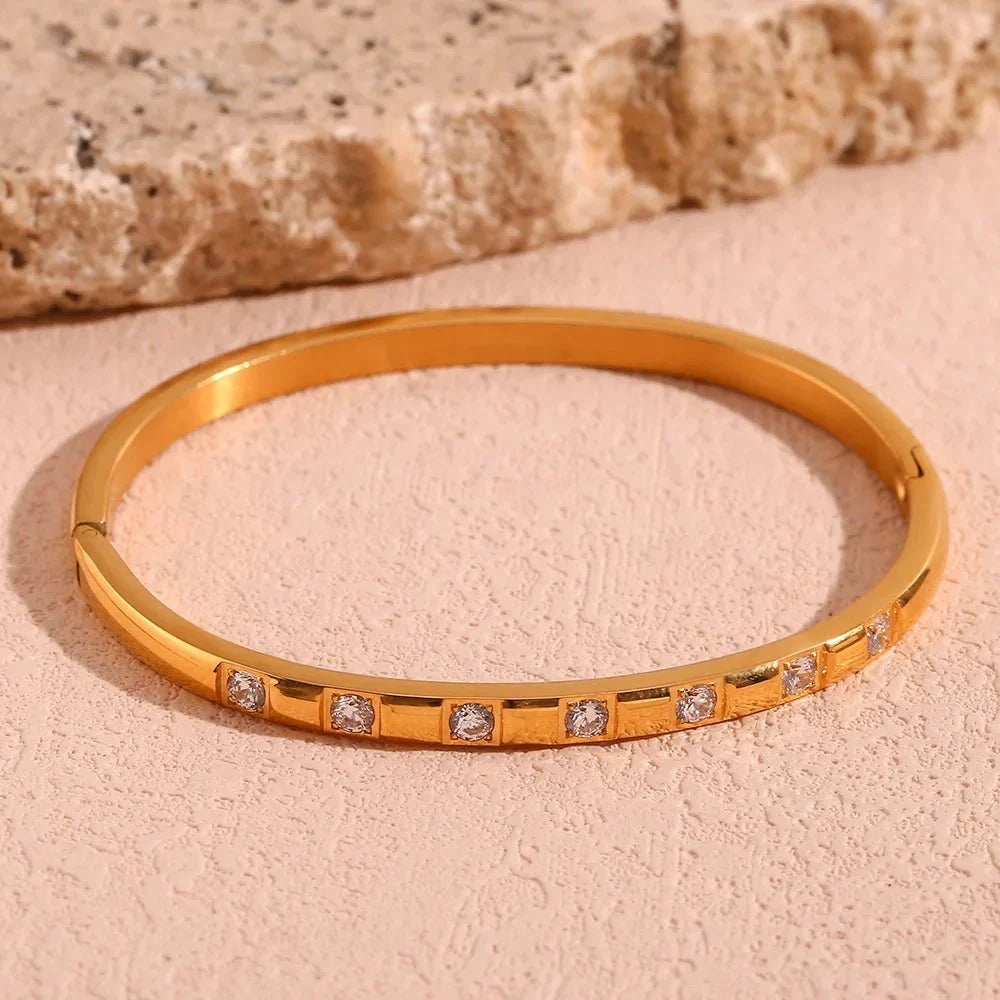 Diamond Accented Gold Cuff Bracelet
