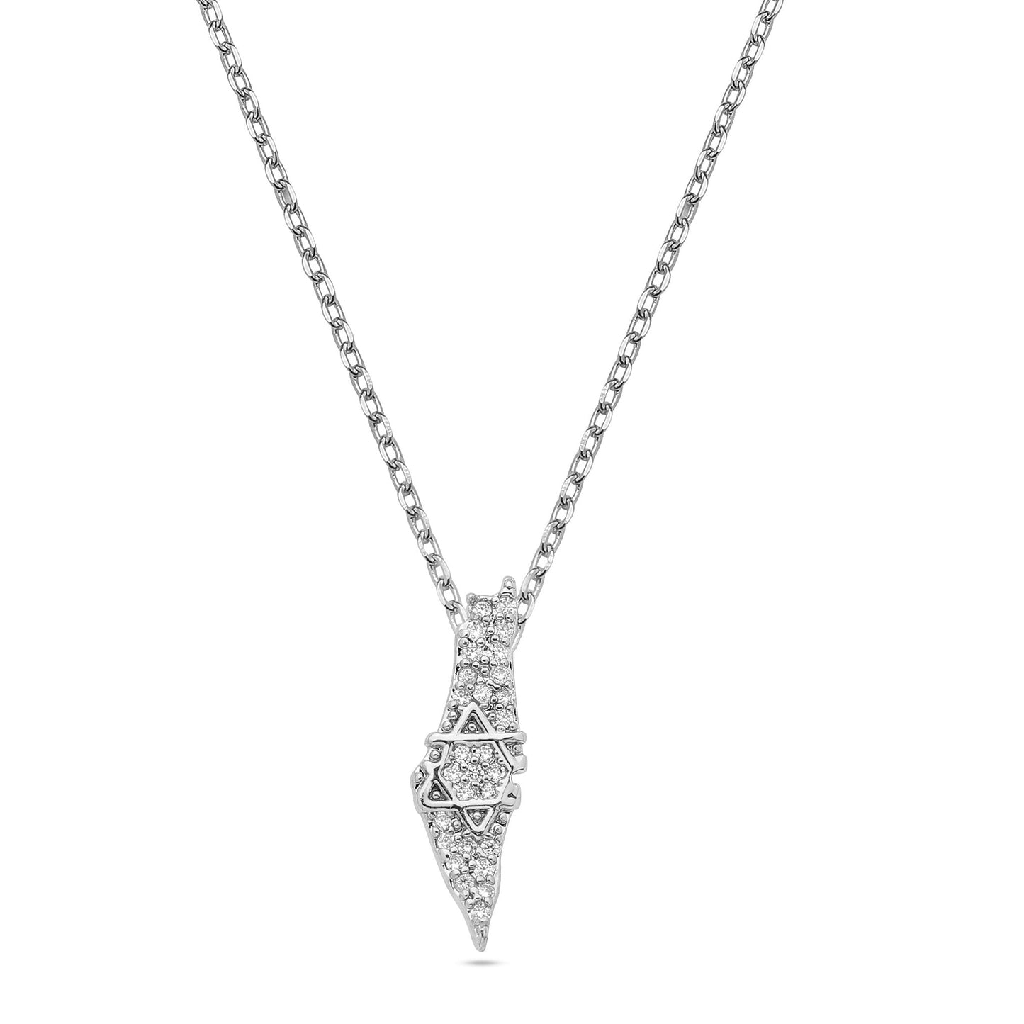 Diamond Map of Israel Necklace