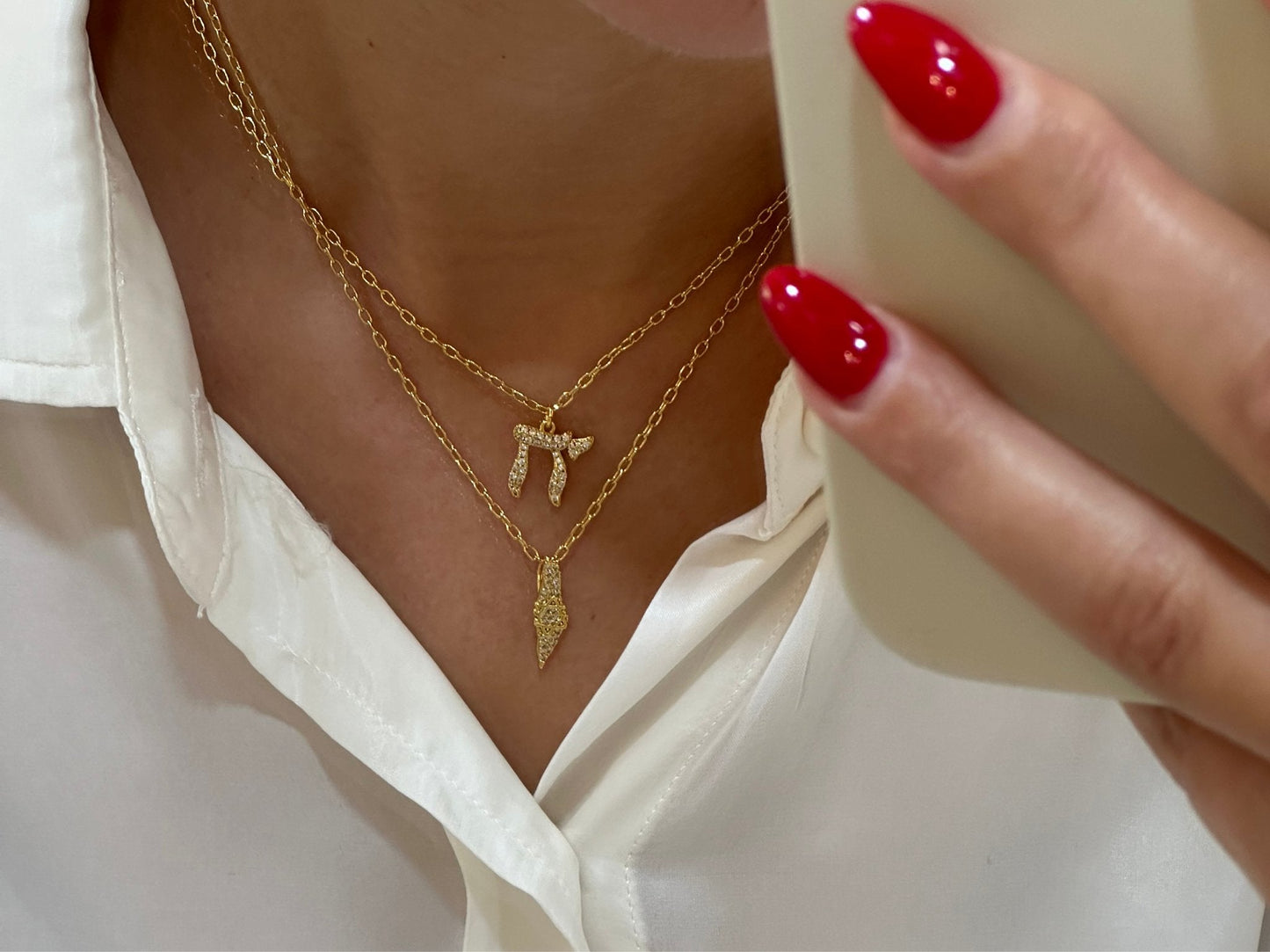 Diamond Map of Israel Necklace