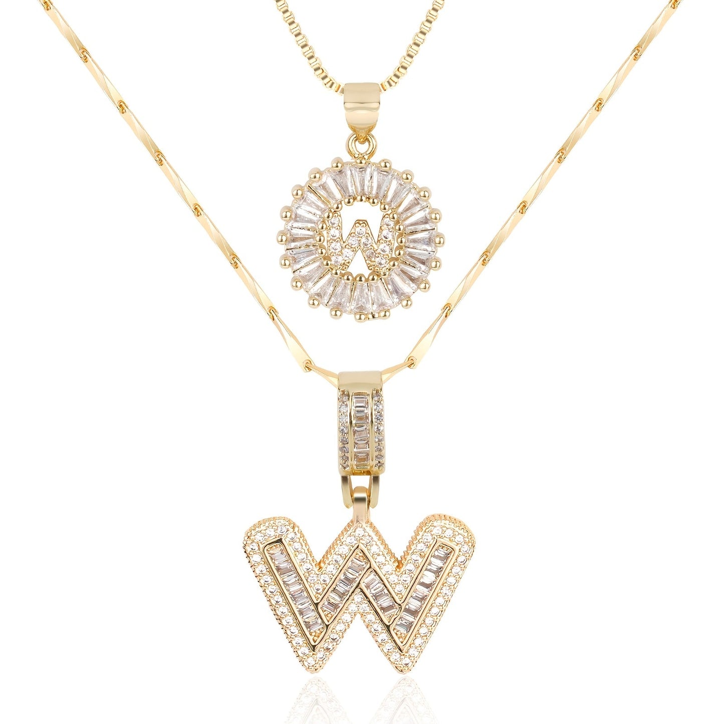 14k Diamond Initial Necklace Set - The Signature Duo