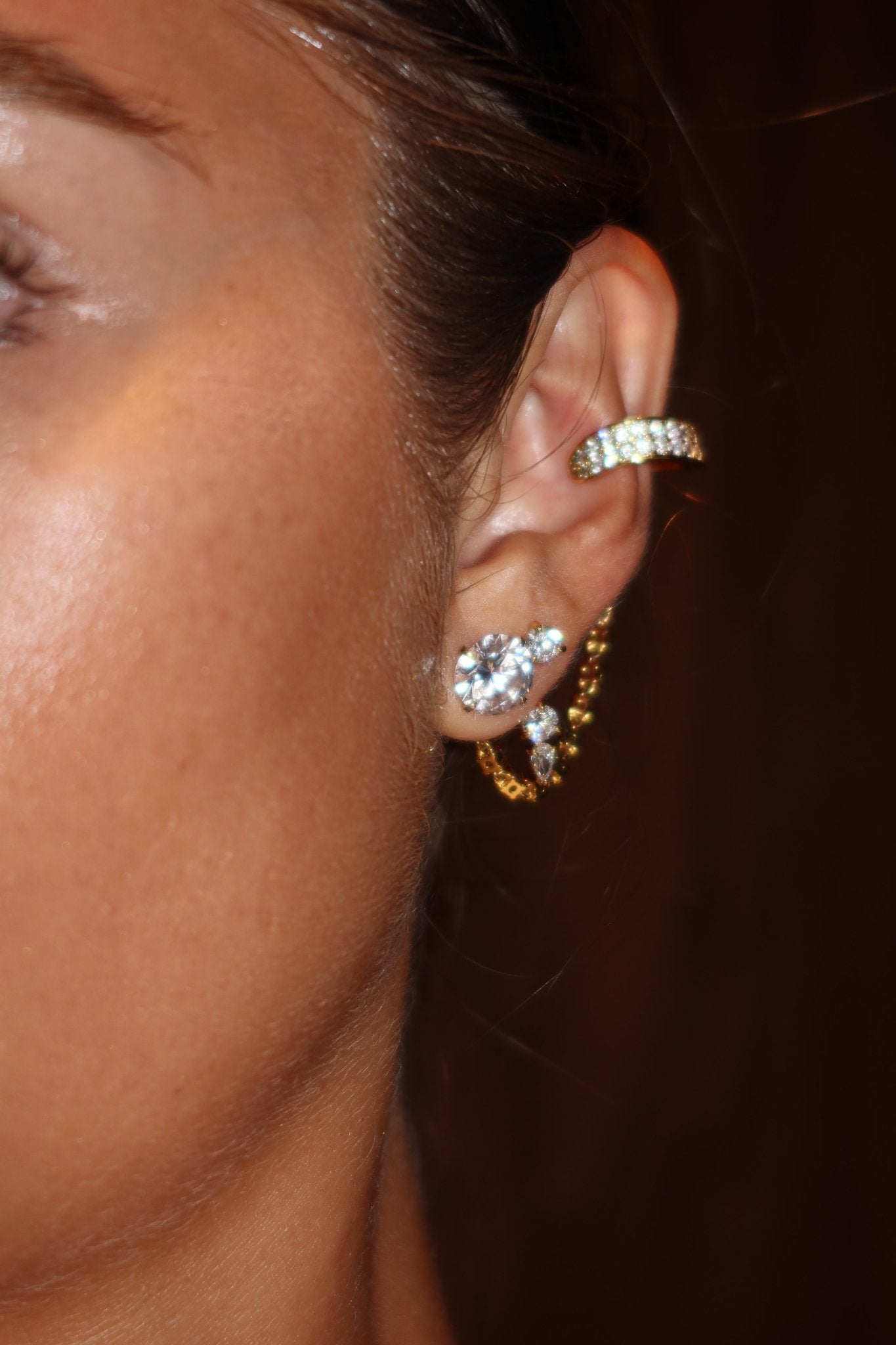 Floating Triple Diamond Studs