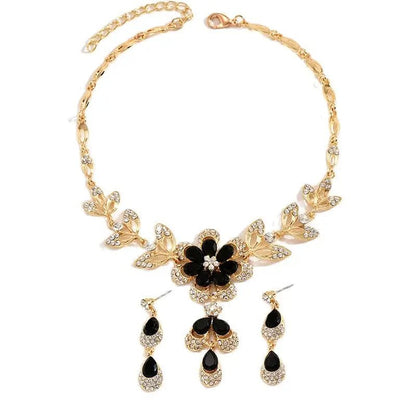 Floral Diamond Necklace and Earring Set