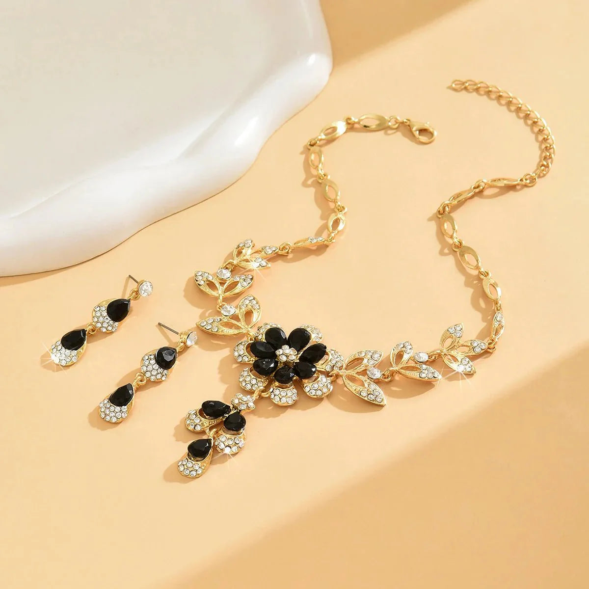 Floral Diamond Necklace and Earring Set