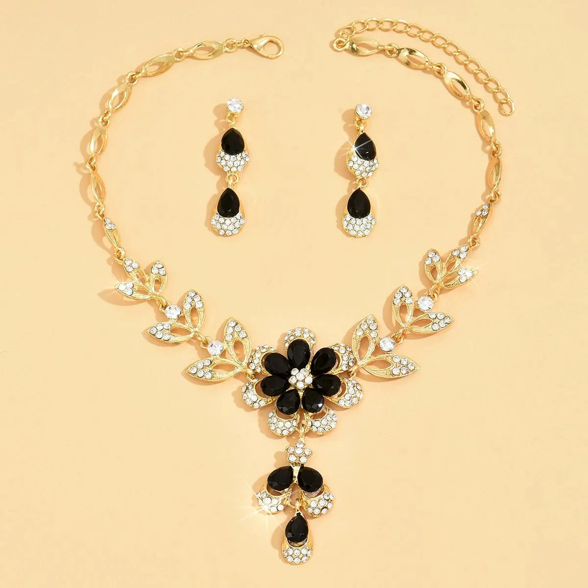 Floral Diamond Necklace and Earring Set
