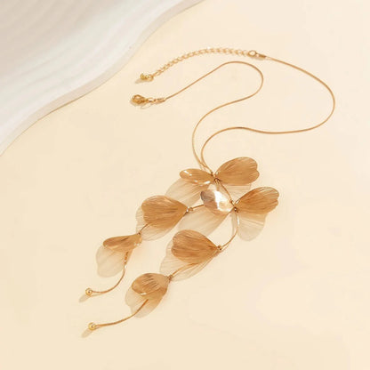 Floral Petals Lariat Tassel Necklace