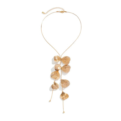 Floral Petals Lariat Tassel Necklace
