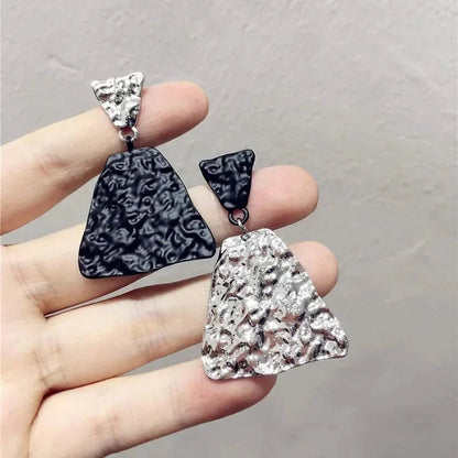 Geometric Textured Black and White Earrings