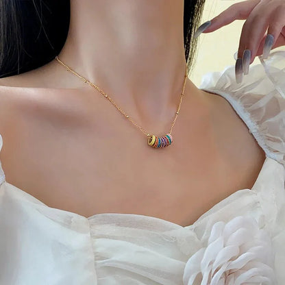 Gold Accented Colorful Circles Necklace and Earrings