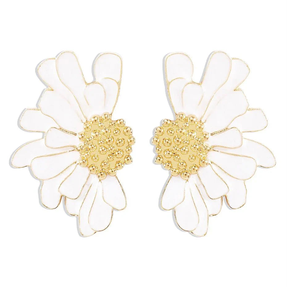 Half Flower Enamel Earrings